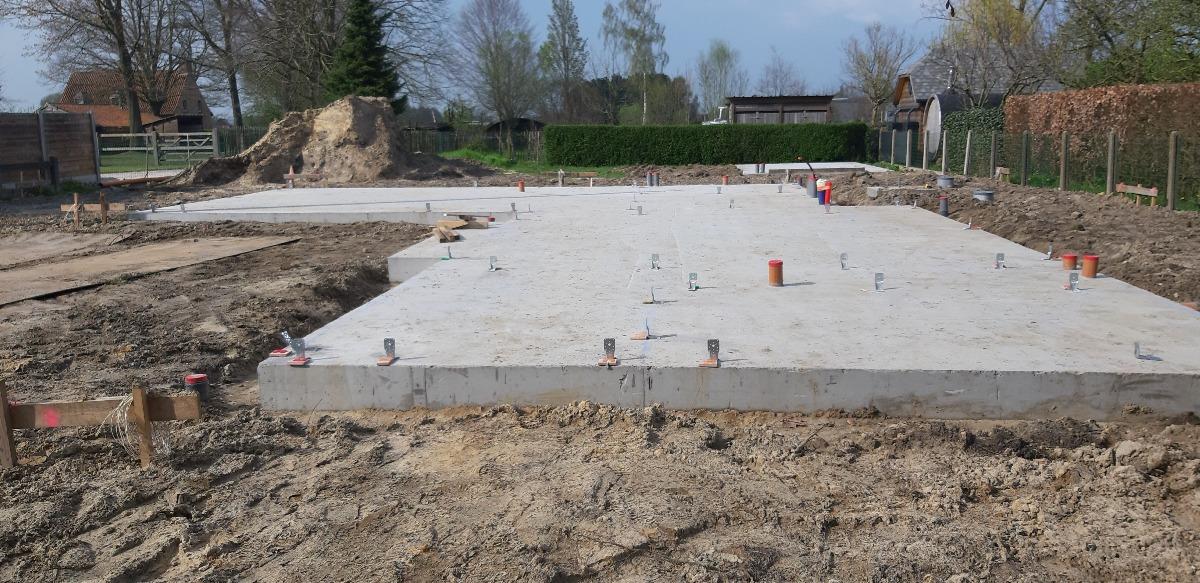 Concrete foundations before new build works